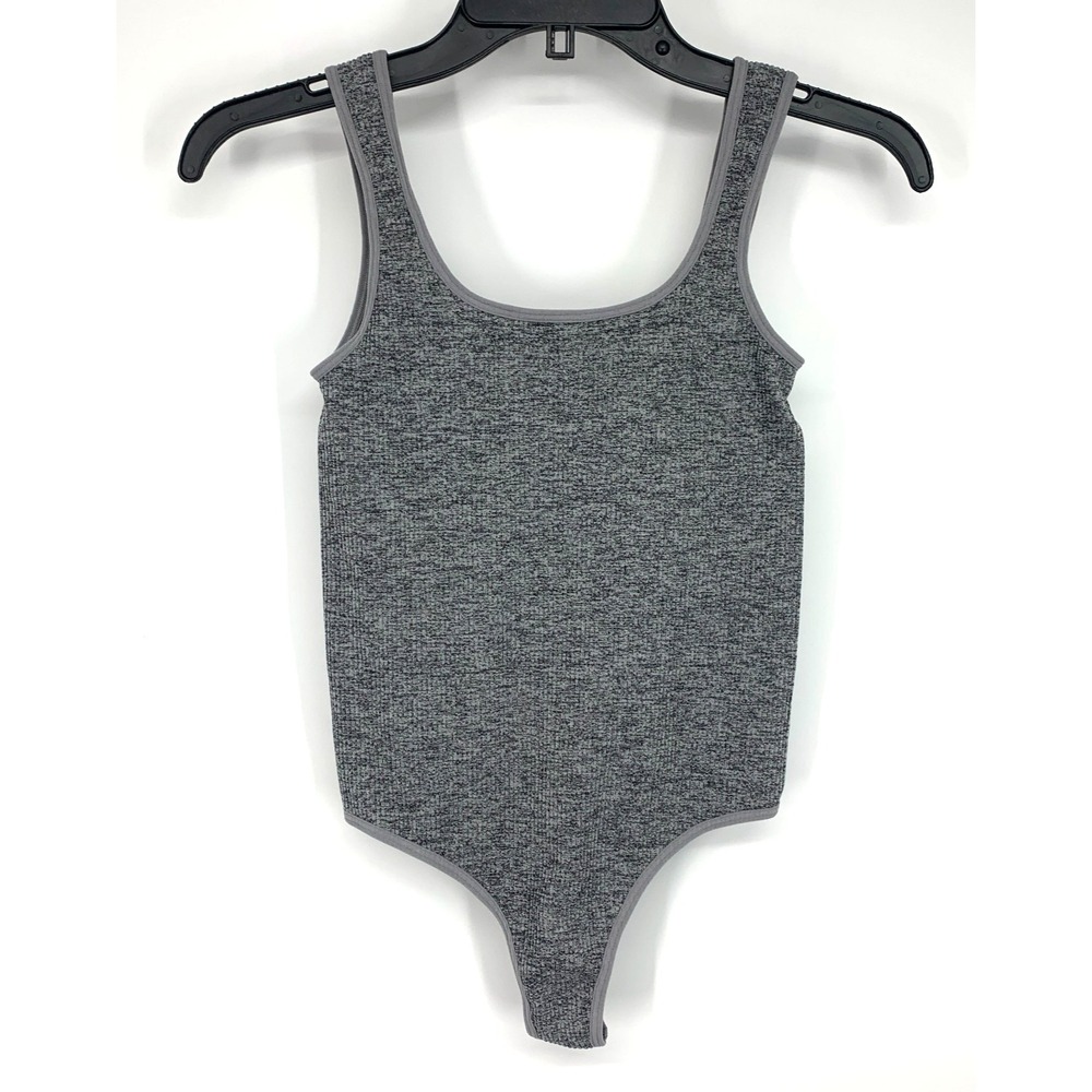Colsie Bodysuit Gray Ribbed Knit Sleeveless Thong Womens Size Small - Picture 4 of 11